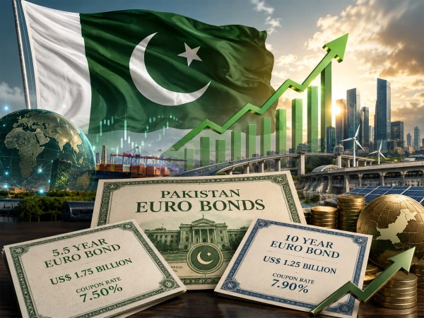 📈 پاکستان کی عالمی مالیاتی منڈیوں میں شاندار واپسی؛ یوروبانڈ کے ذریعے تاریخ کا سب سے بڑا 3 ارب ڈالر کا فنڈ حاصل