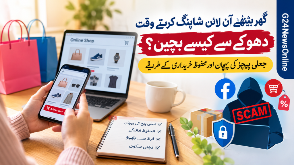 گھر بیٹھے آن لائن شاپنگ کرتے وقت دھوکے سے کیسے بچیں؟ جعلی پیجز کی پہچان اور محفوظ خریداری کے طریقے گھر بیٹھے آن لائن شاپنگ کرتے وقت دھوکے سے کیسے بچیں؟ جعلی پیجز کی پہچان اور محفوظ خریداری کے طریقے