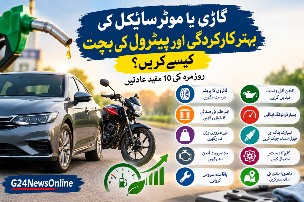 گاڑی اور موٹر سائیکل کی بہترین کارکردگی اور پیٹرول کی بچت کے آسان طریقے