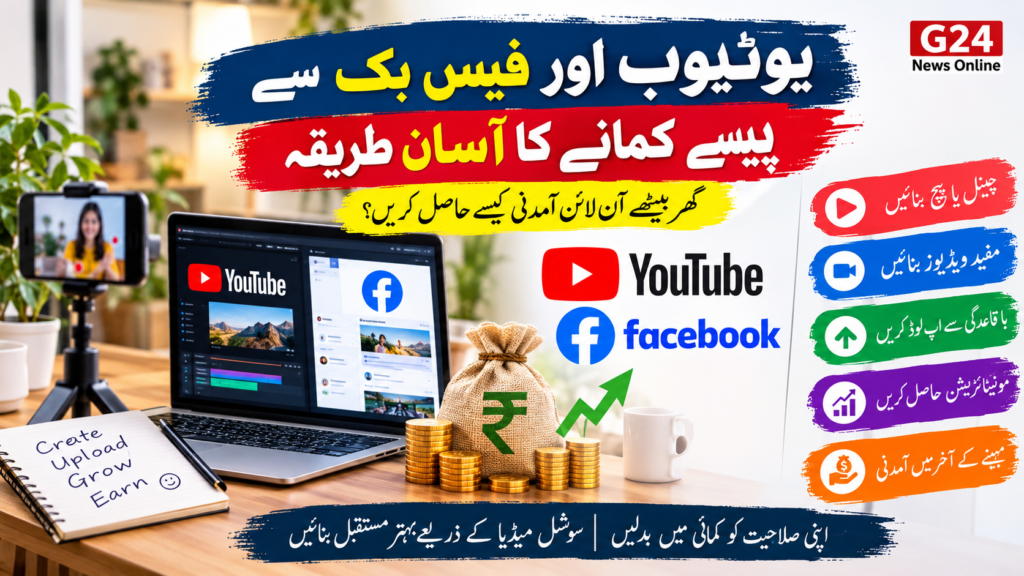 یوٹیوب اور فیس بک سے پیسے کمانے کا آسان طریقہ، گھر بیٹھے آن لائن آمدنی کیسے حاصل کریں؟