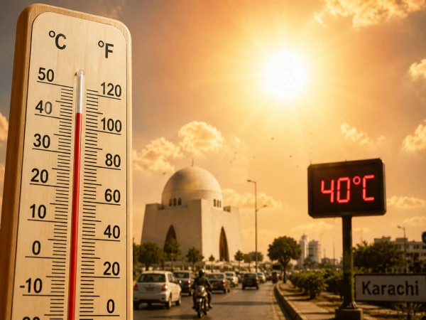 کراچی میں گرمی کی شدت برقرار؛ پارہ 40 ڈگری سینٹی گریڈ تک چھونے کا امکان! 🏙️🔥 کراچی میں گرمی کی شدت برقرار؛ پارہ 40 ڈگری سینٹی گریڈ تک چھونے کا امکان! 🏙️🔥